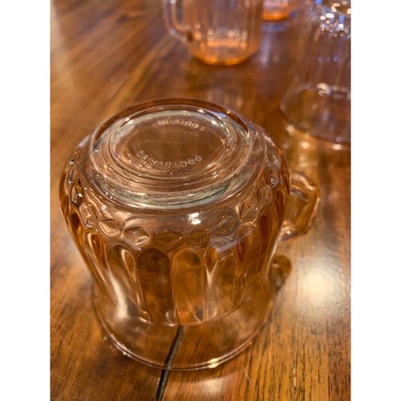 Vintage Fortecrisa Pink Ribbed Glass Tea Cups - Picture 8 of 8